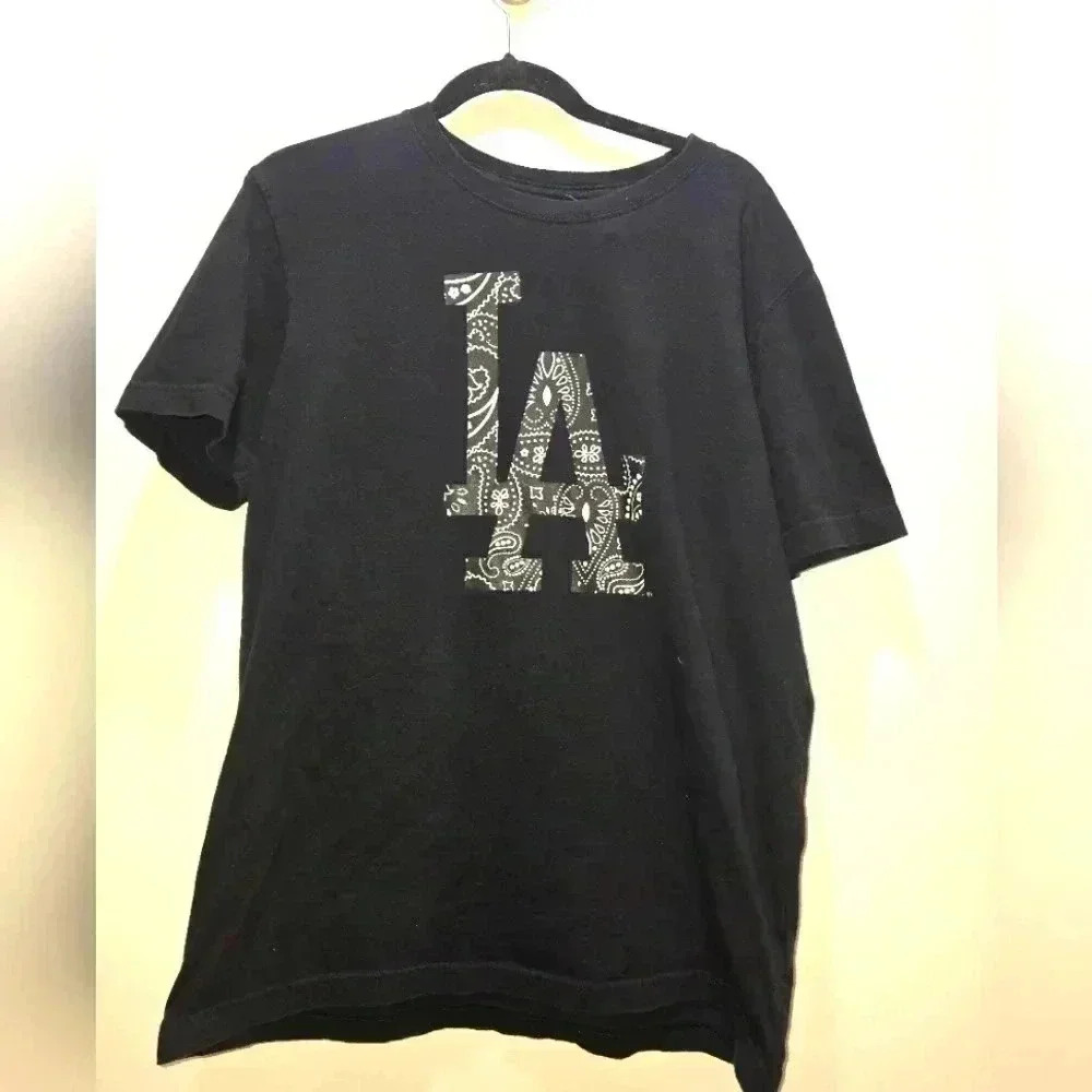 New Era Los Angeles Dodgers Black Logo T-Shirt Tee Men's Large
